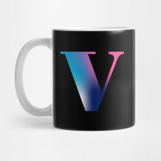 Capital Letter V Monogram Gradient Pink Blue White Mug